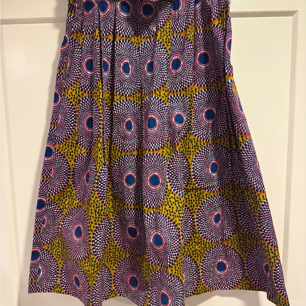 Chic Geometric Midi Skirt in Yellow and Blue